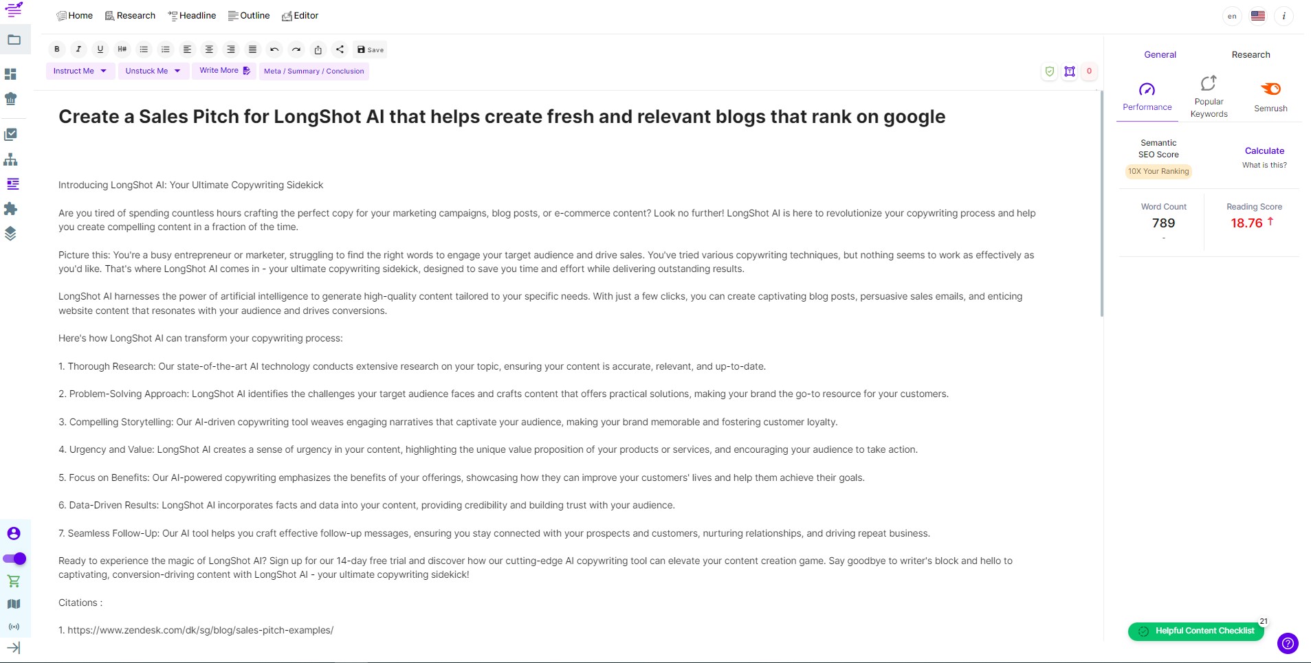screenshot of LongShot AI